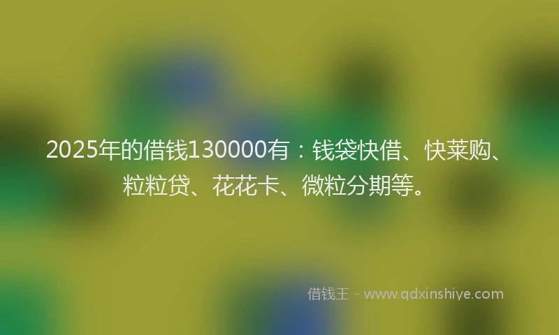2025年的借钱130000有：钱袋快借、快莱购、粒粒贷、花花卡、微粒分期等。