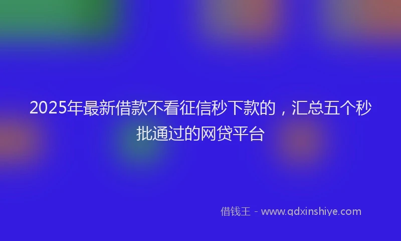 2025年最新借款不看征信秒下款的，汇总五个秒批通过的网贷平台