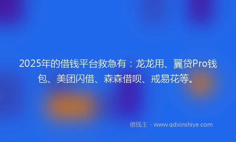 2025年的借钱平台救急有：龙龙用、翼贷Pro钱包、美团闪借、森森借呗、戒易花等。