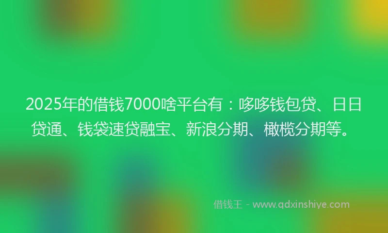 2025年的借钱7000啥平台有：哆哆钱包贷、日日贷通、钱袋速贷融宝、新浪分期、橄榄分期等。