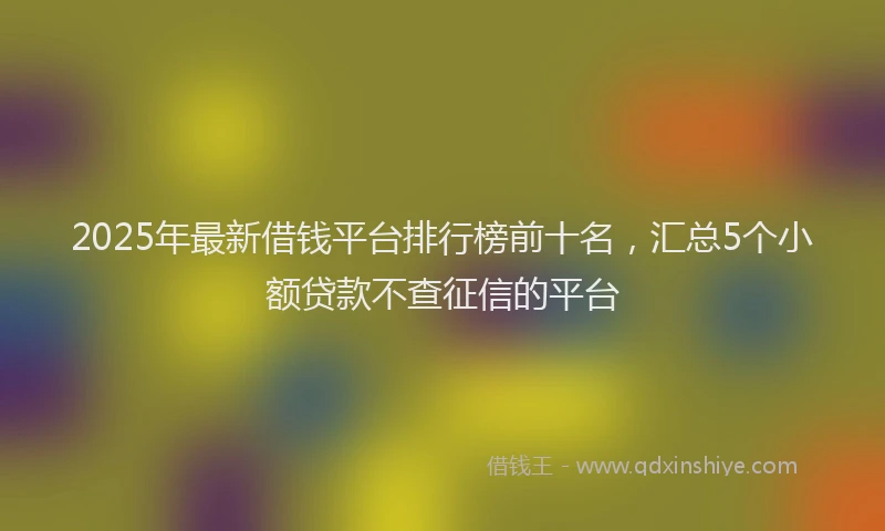 2025年最新借钱平台排行榜前十名，汇总5个小额贷款不查征信的平台