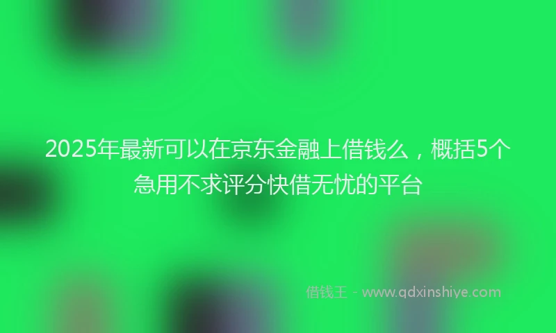 2025年最新可以在京东金融上借钱么，概括5个急用不求评分快借无忧的平台