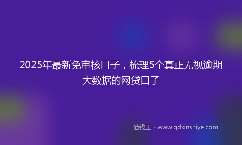 2025年最新免审核口子，梳理5个真正无视逾期大数据的网贷口子