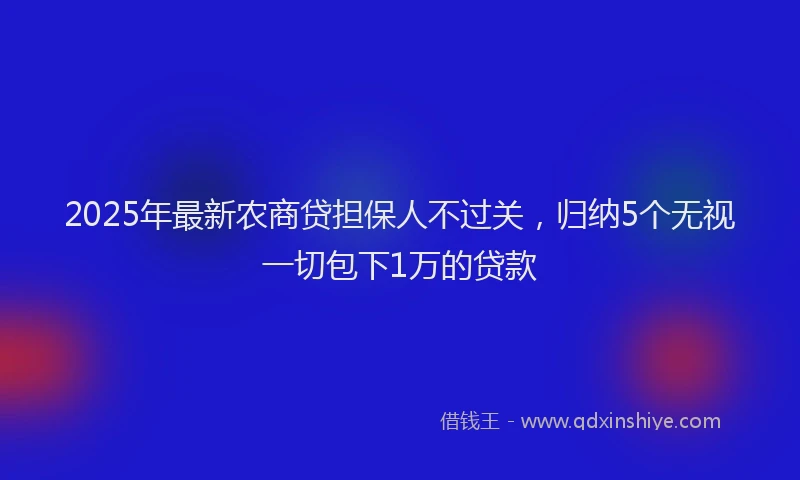 2025年最新农商贷担保人不过关，归纳5个无视一切包下1万的贷款