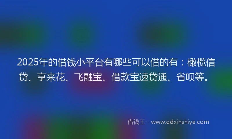 2025年的借钱小平台有哪些可以借的有：橄榄信贷、享来花、飞融宝、借款宝速贷通、省呗等。