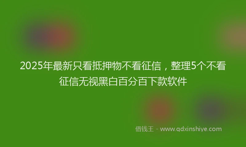 2025年最新只看抵押物不看征信，整理5个不看征信无视黑白百分百下款软件