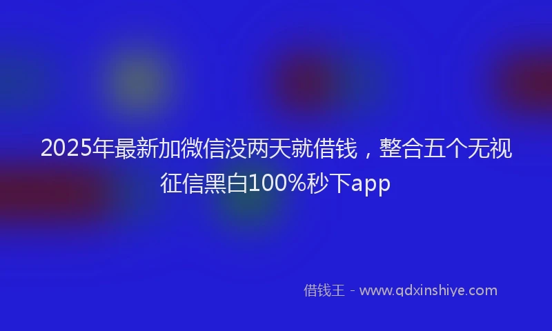 2025年最新加微信没两天就借钱，整合五个无视征信黑白100%秒下app