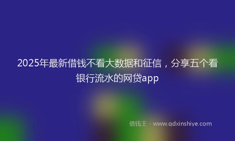 2025年最新借钱不看大数据和征信，分享五个看银行流水的网贷app