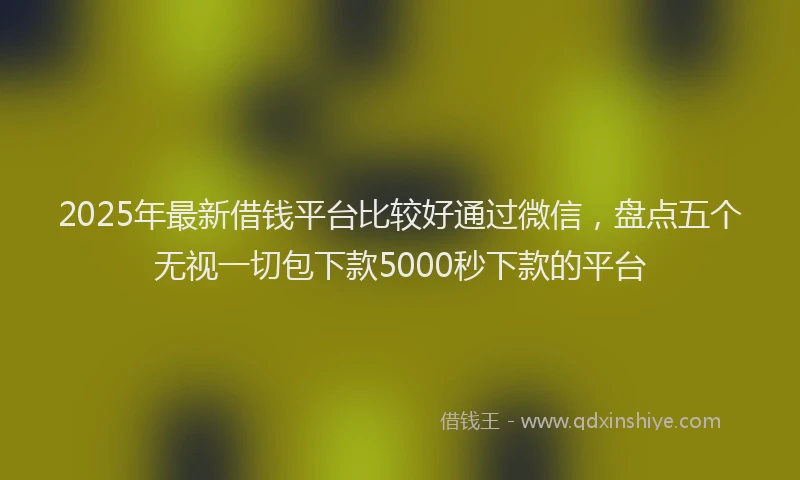 2025年最新借钱平台比较好通过微信，盘点五个无视一切包下款5000秒下款的平台