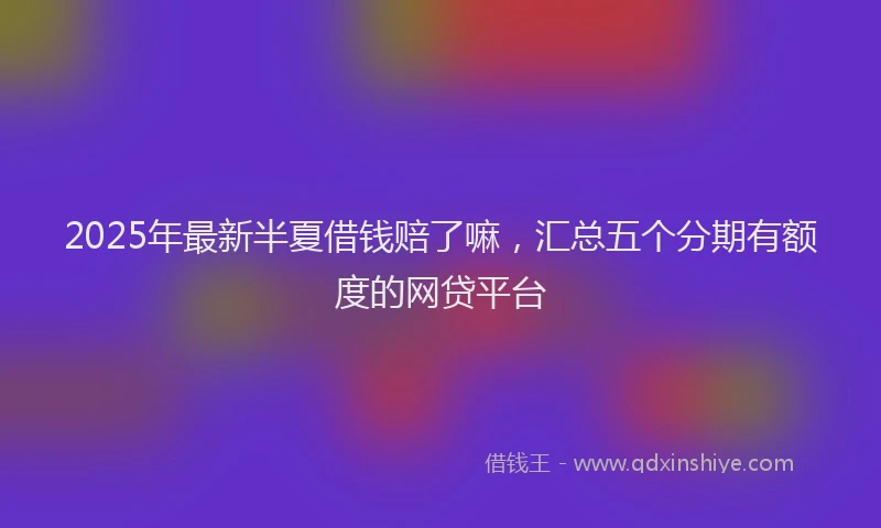 2025年最新半夏借钱赔了嘛，汇总五个分期有额度的网贷平台