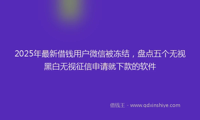 2025年最新借钱用户微信被冻结，盘点五个无视黑白无视征信申请就下款的软件