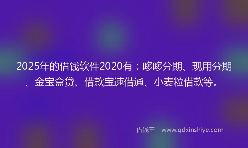 2025年的借钱软件2020有：哆哆分期、现用分期、金宝盒贷、借款宝速借通、小麦粒借款等。