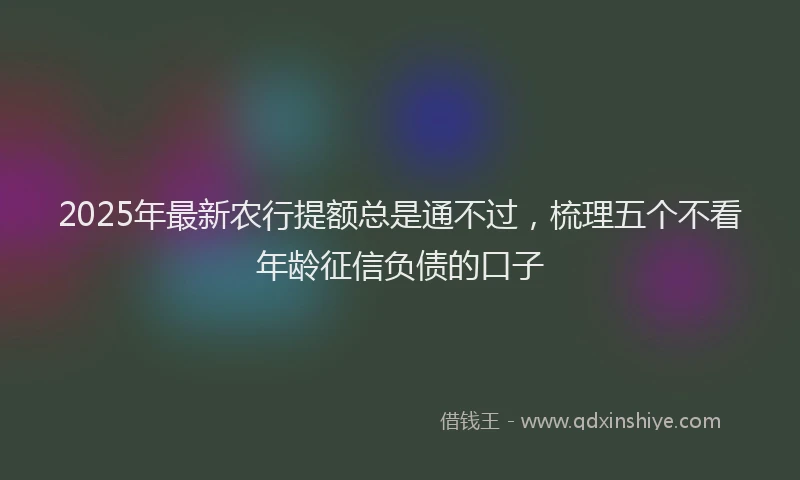 2025年最新农行提额总是通不过，梳理五个不看年龄征信负债的口子