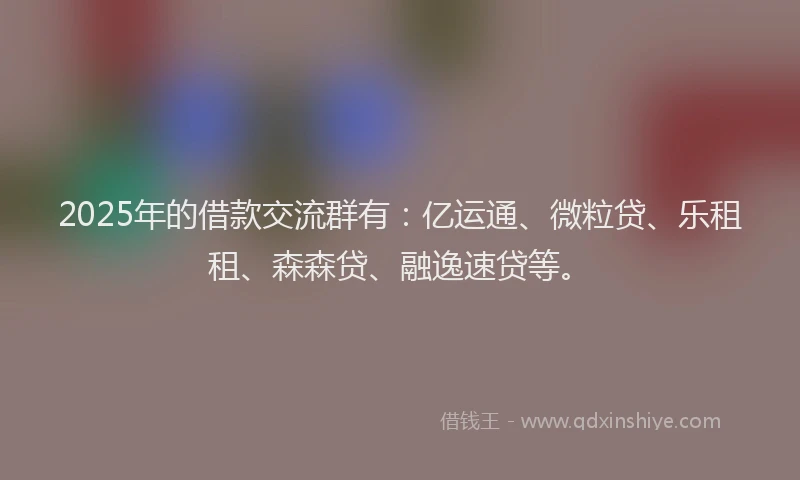 2025年的借款交流群有：亿运通、微粒贷、乐租租、森森贷、融逸速贷等。