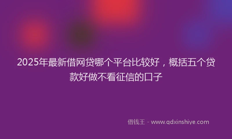 2025年最新借网贷哪个平台比较好，概括五个贷款好做不看征信的口子
