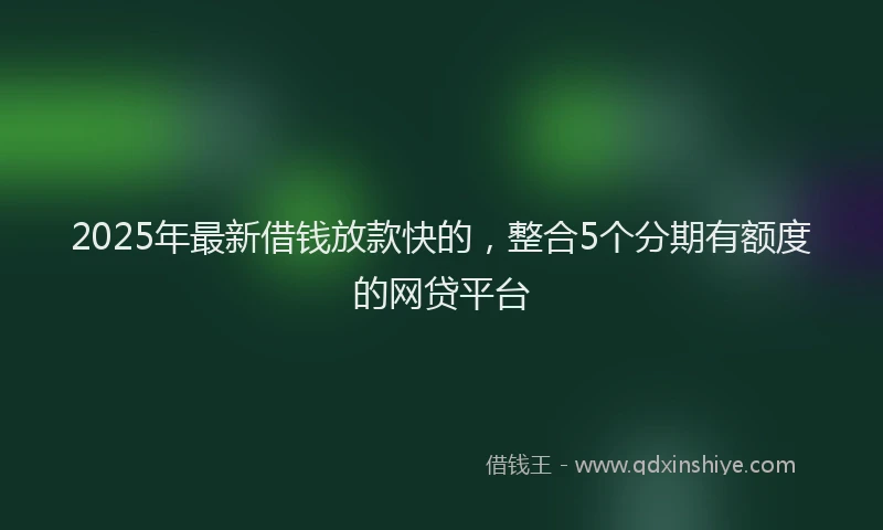 2025年最新借钱放款快的，整合5个分期有额度的网贷平台