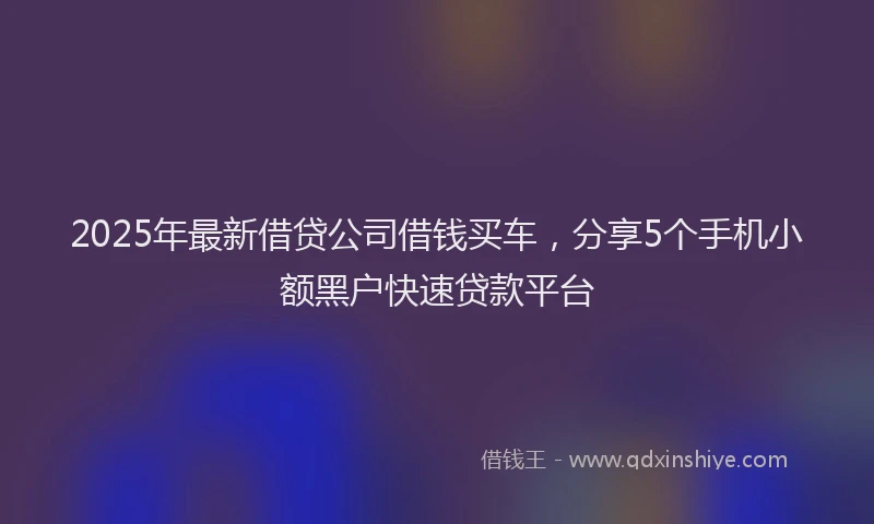2025年最新借贷公司借钱买车，分享5个手机小额黑户快速贷款平台