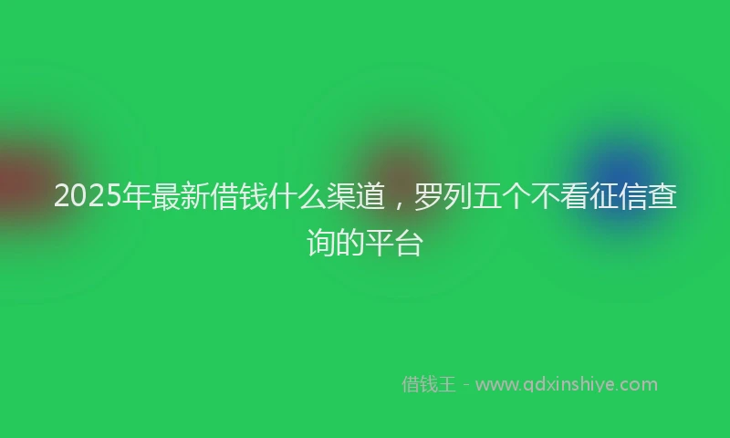 2025年最新借钱什么渠道，罗列五个不看征信查询的平台