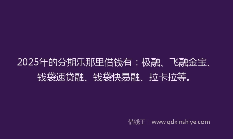 2025年的分期乐那里借钱有：极融、飞融金宝、钱袋速贷融、钱袋快易融、拉卡拉等。