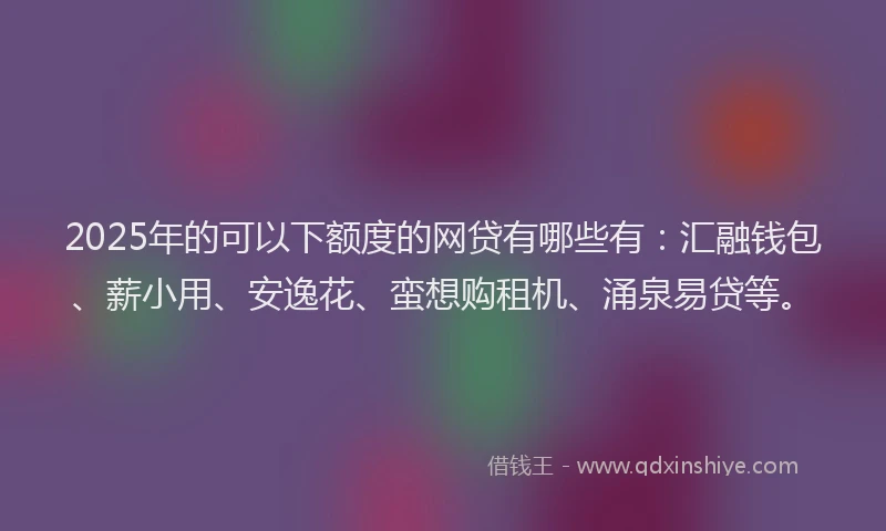2025年的可以下额度的网贷有哪些有：汇融钱包、薪小用、安逸花、蛮想购租机、涌泉易贷等。
