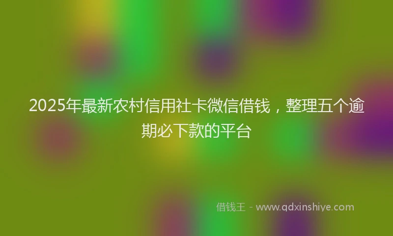2025年最新农村信用社卡微信借钱，整理五个逾期必下款的平台