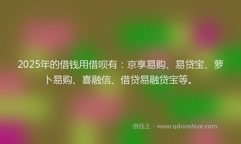 2025年的借钱用借呗有：京享易购、易贷宝、萝卜易购、喜融信、借贷易融贷宝等。