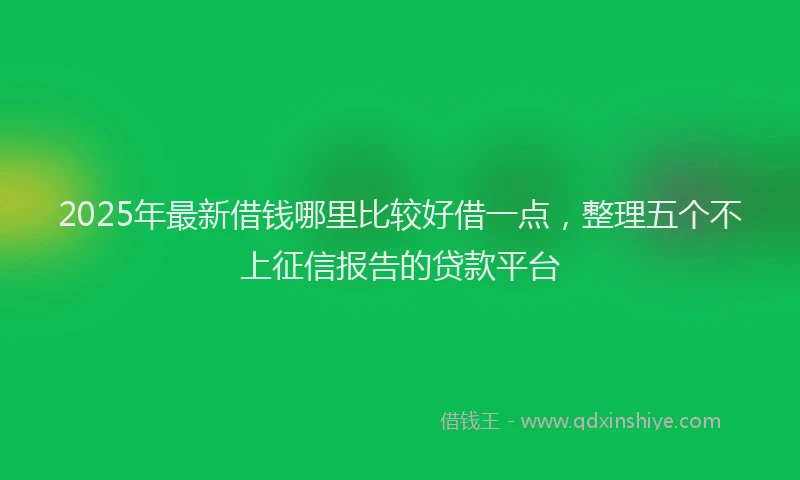 2025年最新借钱哪里比较好借一点，整理五个不上征信报告的贷款平台