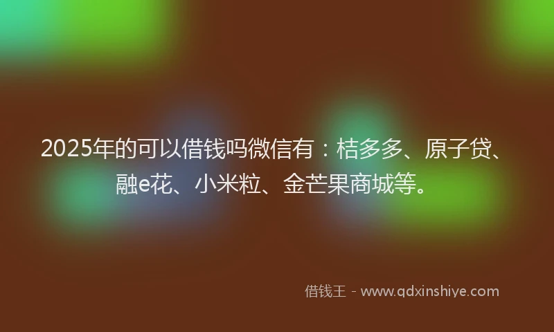 2025年的可以借钱吗微信有：桔多多、原子贷、融e花、小米粒、金芒果商城等。