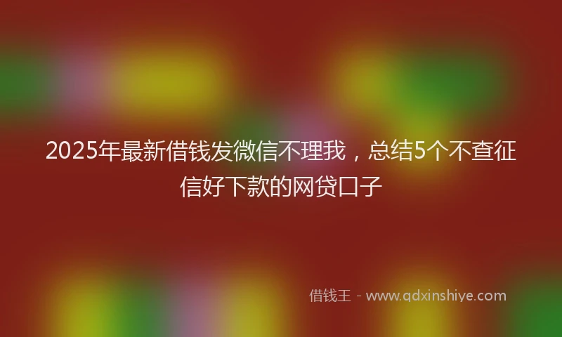 2025年最新借钱发微信不理我，总结5个不查征信好下款的网贷口子