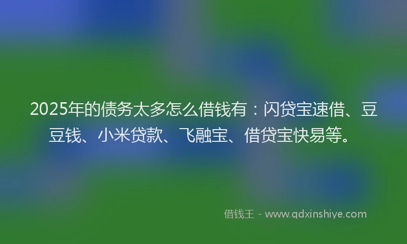 2025年的债务太多怎么借钱有：闪贷宝速借、豆豆钱、小米贷款、飞融宝、借贷宝快易等。