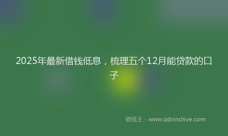 2025年最新借钱低息，梳理五个12月能贷款的口子