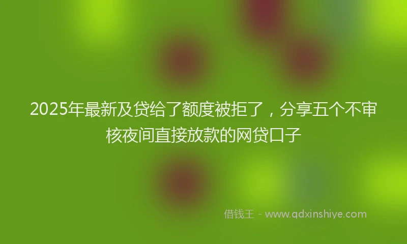2025年最新及贷给了额度被拒了，分享五个不审核夜间直接放款的网贷口子