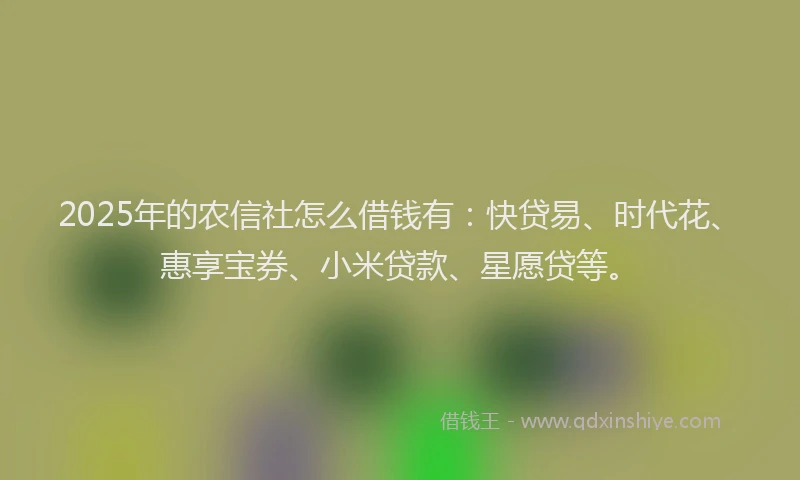 2025年的农信社怎么借钱有：快贷易、时代花、惠享宝券、小米贷款、星愿贷等。
