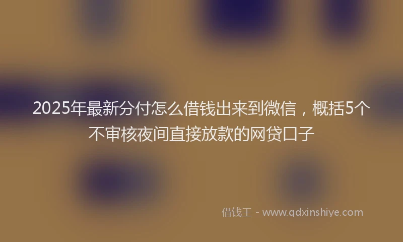2025年最新分付怎么借钱出来到微信，概括5个不审核夜间直接放款的网贷口子