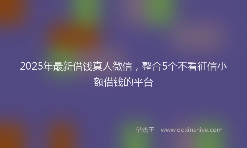 2025年最新借钱真人微信，整合5个不看征信小额借钱的平台