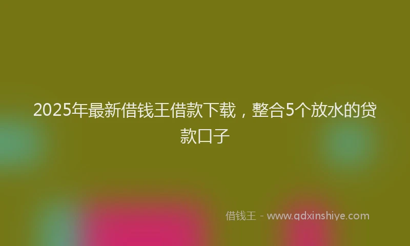2025年最新借钱王借款下载，整合5个放水的贷款口子