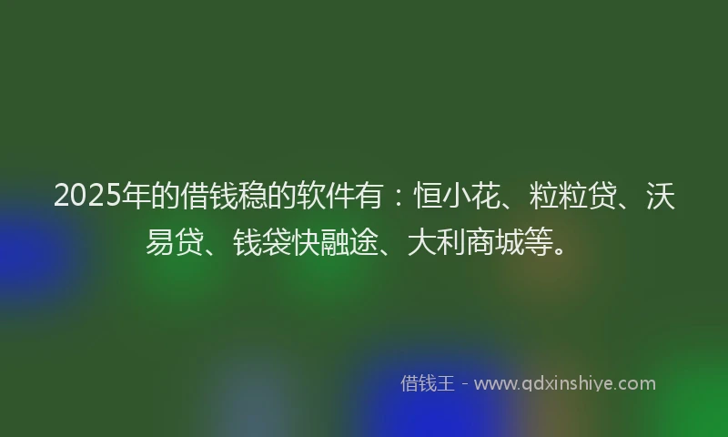 2025年的借钱稳的软件有：恒小花、粒粒贷、沃易贷、钱袋快融途、大利商城等。
