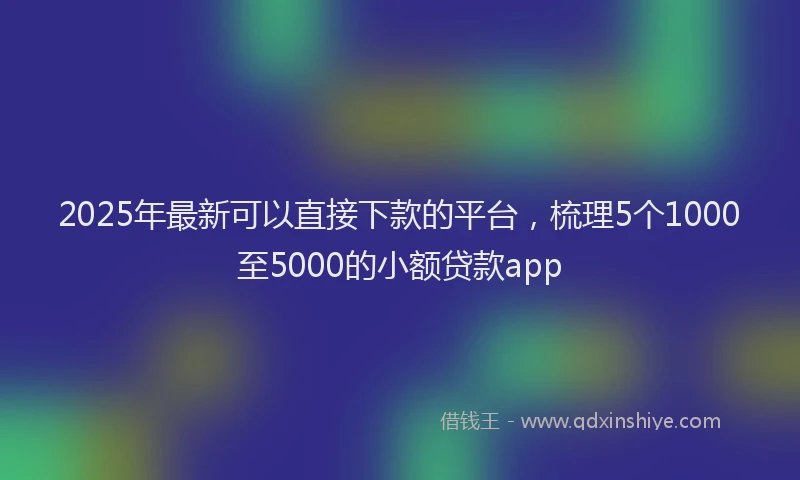2025年最新可以直接下款的平台，梳理5个1000至5000的小额贷款app