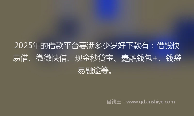 2025年的借款平台要满多少岁好下款有：借钱快易借、微微快借、现金秒贷宝、鑫融钱包+、钱袋易融途等。