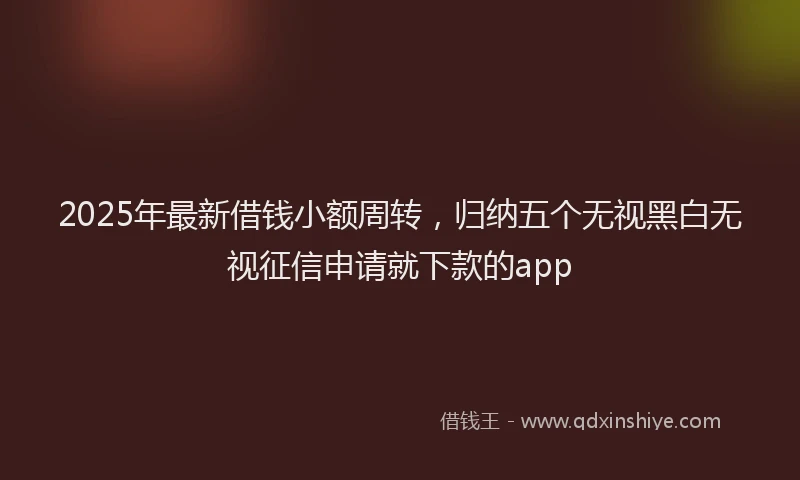 2025年最新借钱小额周转，归纳五个无视黑白无视征信申请就下款的app