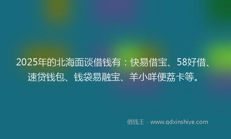 2025年的北海面谈借钱有：快易借宝、58好借、速贷钱包、钱袋易融宝、羊小咩便荔卡等。