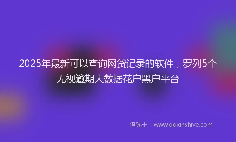 2025年最新可以查询网贷记录的软件，罗列5个无视逾期大数据花户黑户平台