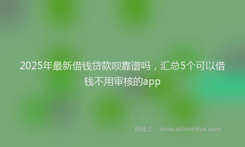 2025年最新借钱贷款呗靠谱吗，汇总5个可以借钱不用审核的app