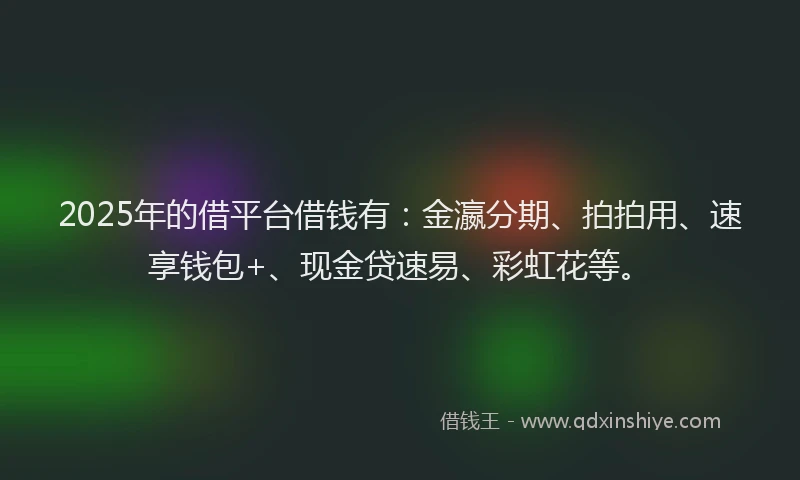 2025年的借平台借钱有：金瀛分期、拍拍用、速享钱包+、现金贷速易、彩虹花等。