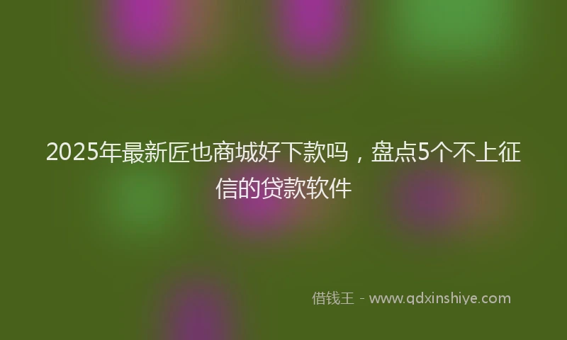 2025年最新匠也商城好下款吗，盘点5个不上征信的贷款软件