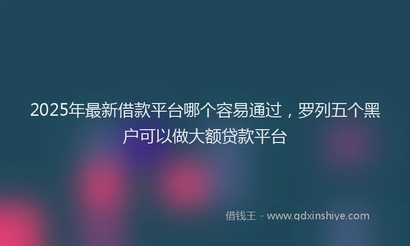 2025年最新借款平台哪个容易通过，罗列五个黑户可以做大额贷款平台