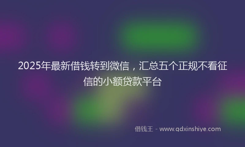 2025年最新借钱转到微信，汇总五个正规不看征信的小额贷款平台