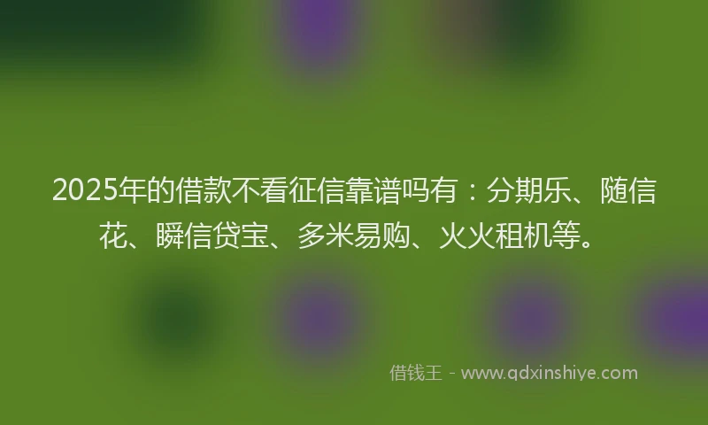 2025年的借款不看征信靠谱吗有：分期乐、随信花、瞬信贷宝、多米易购、火火租机等。