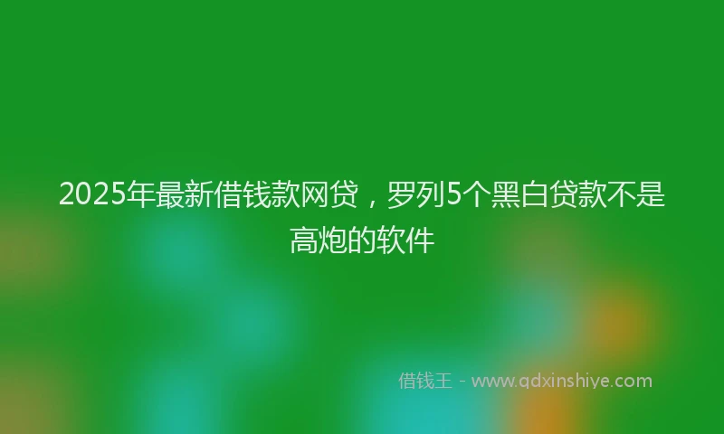 2025年最新借钱款网贷，罗列5个黑白贷款不是高炮的软件