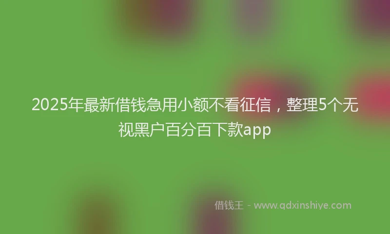 2025年最新借钱急用小额不看征信，整理5个无视黑户百分百下款app
